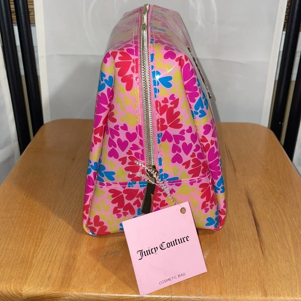 NWT Juicy Couture Pink Rede Yellow Travel Cosmetic Bag 6”x9x5”